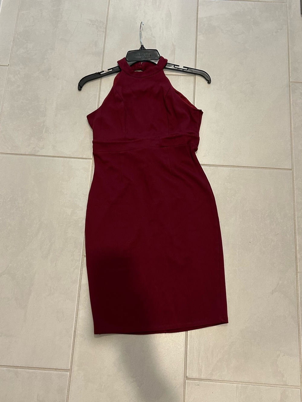 Joe & Elle Sleeveless High-Neck Mini Dress in Burgundy